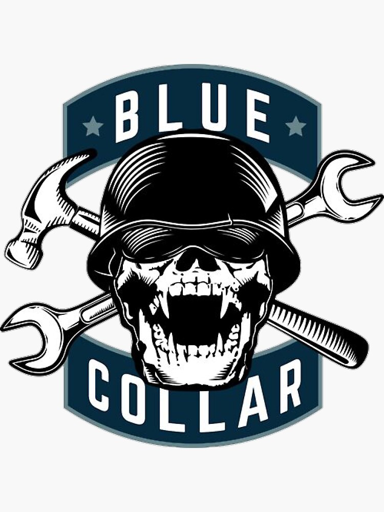 "Blue Collar Hard Hat Skull" Sticker for Sale by Hstsh Redbubble