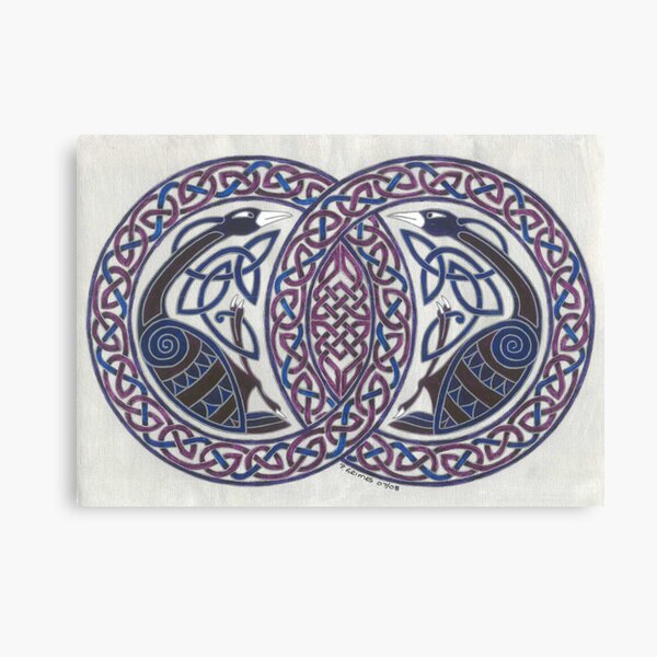 two birds in knotwork circles Canvas Print
