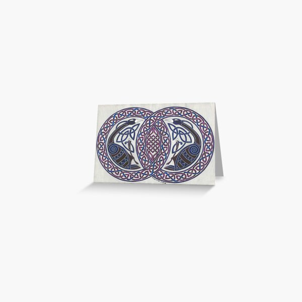 two birds in knotwork circles Greeting Card