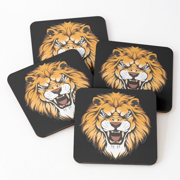 Item preview, A ferocious lion, created with a matte black paint, a white nose, and a mouth wide open in a roar. designed and sold by BeyouBeUnique.