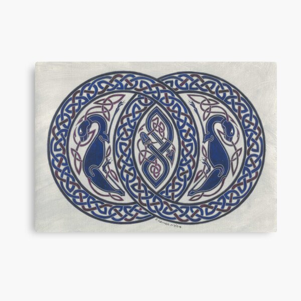 two dogs and serpent in circles Canvas Print