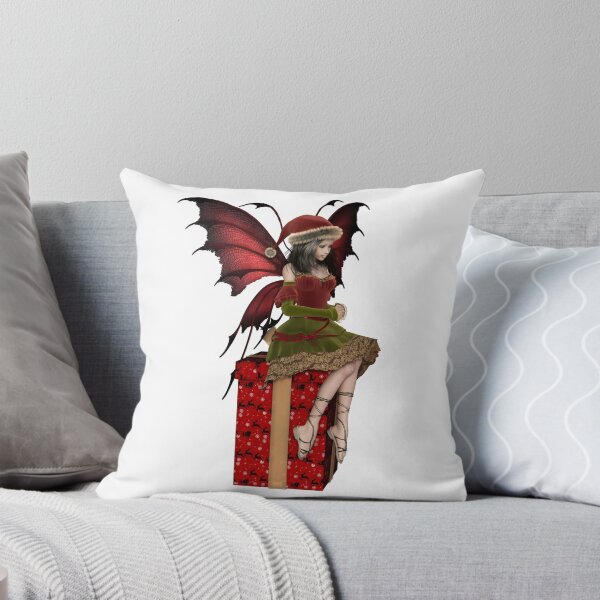 Artikelvorschau, Weihnachtsfee Elf Girl Sitting auf einem Geschenk entworfen und verkauft von algoldesigns.