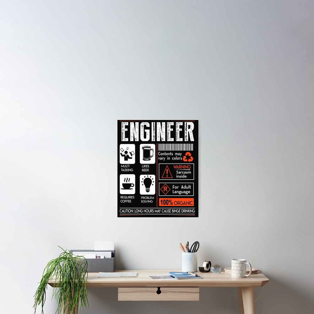 "Definition Of Engineer Funny Engineer Gear" Poster for Sale by