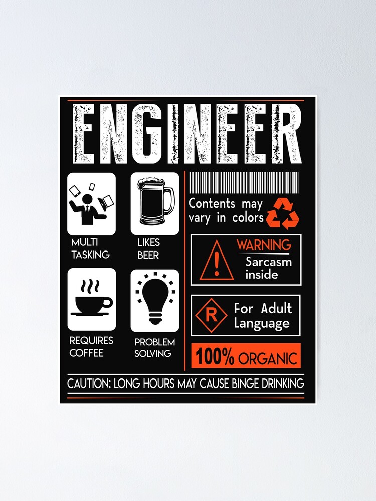 "Definition Of Engineer Funny Engineer Gear" Poster for Sale by