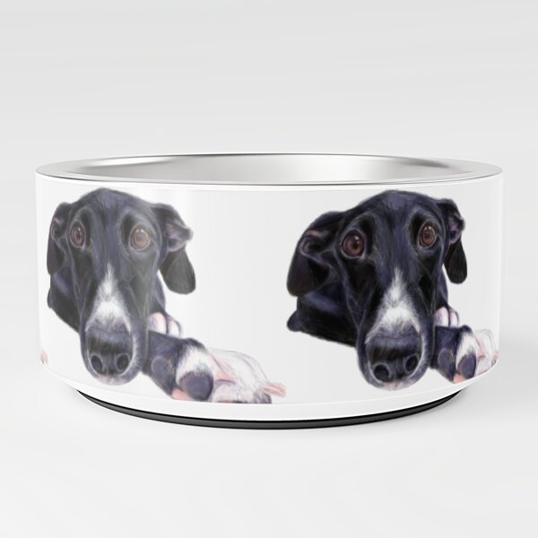 Perle - schwarzer Windhund / Galgo Espanol Futternapf
