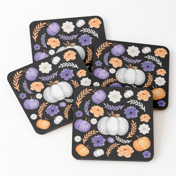 Item preview, Pattern Halloween pumpkin and flower designed and sold by EvergreenWhimsy.
