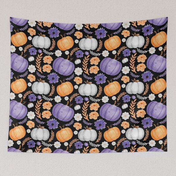 Item preview, Pattern Halloween pumpkin and flower designed and sold by EvergreenWhimsy.