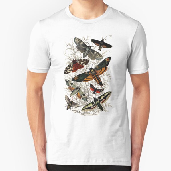 Victorian Moth Insects illustration Slim Fit T-Shirt
