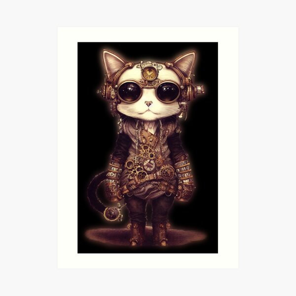 Photo & Art Print Steampunk Grunge Cat