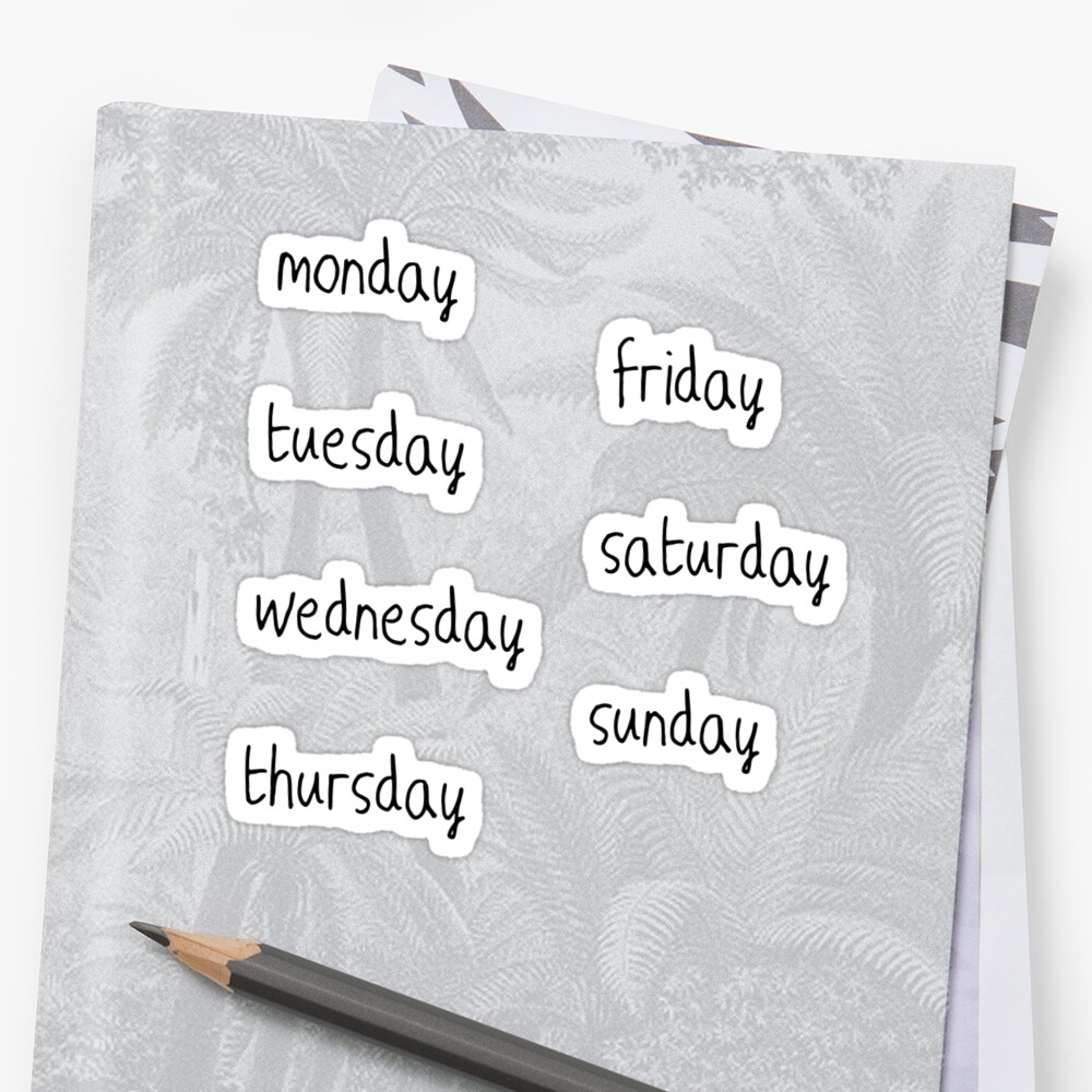 days of the week sticker pack bullet journal aesthetic