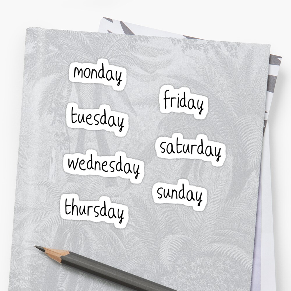 days of the week sticker pack bullet journal aesthetic sticker by