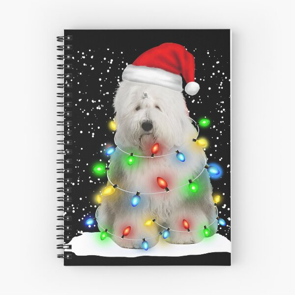 Item preview, Old English Sheepdog Christmas Santa Hat Xmas Color Lights designed and sold by AraJordeStore.