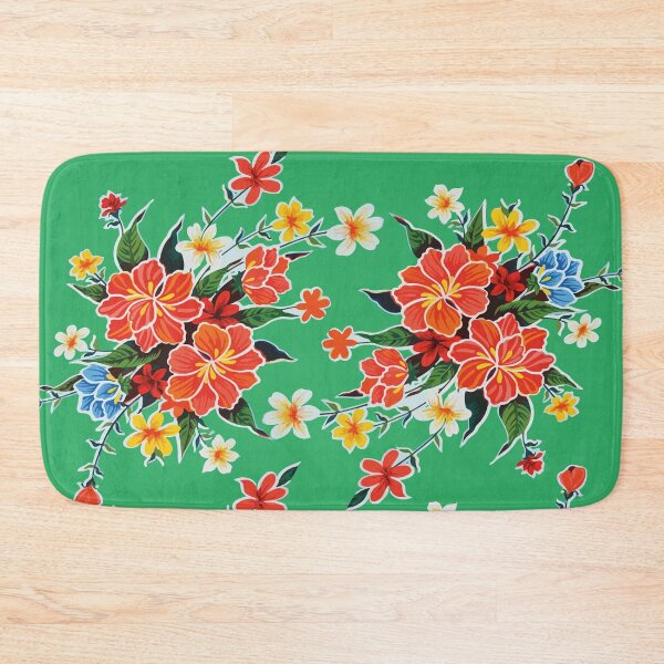 Item preview, Hibiscus flower mexican bouquet green oilcloth rosa mexicano tablecloth designed and sold by T-Mex.