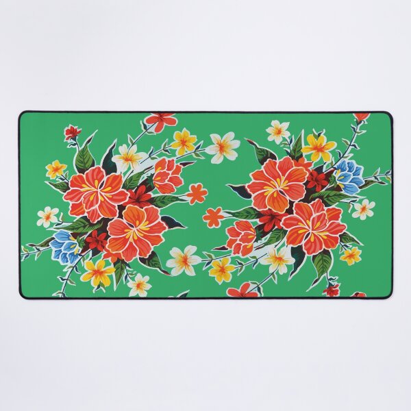 Item preview, Hibiscus flower mexican bouquet green oilcloth rosa mexicano tablecloth designed and sold by T-Mex.
