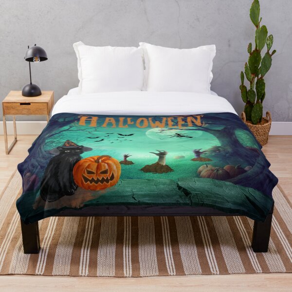 Artikelvorschau, Hexen-Katze-niedliche gruselige schwarze Katze mit Kürbis-Halloween-Katze vertraut entworfen und verkauft von Yuridika.