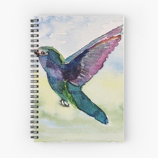 Aperçu de l'œuvre Un Coeur Saphir - Colibri Aquarelle créée et vendue par TSteeleArt.