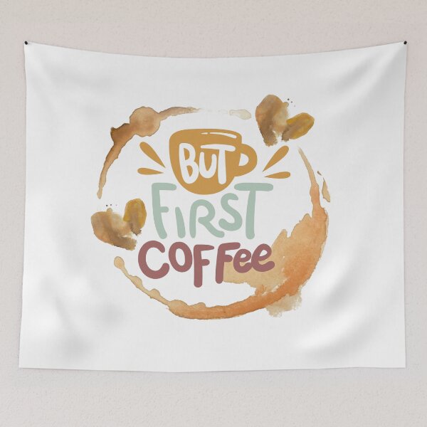 Item preview,  But First Coffee.. a simple design with coffee hearts and drips  designed and sold by Wonder & Whimsy.