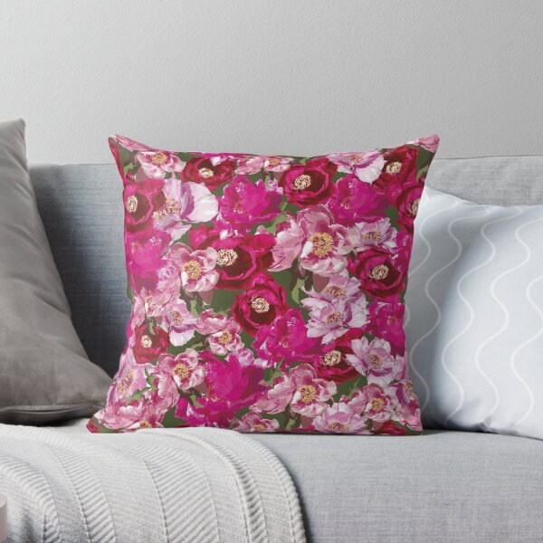 Bohemian Peonies Throw Pillow