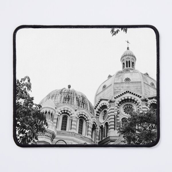 Item preview, Marseille's Cathedral in Black and White - Historic Landmark and Architecture in France designed and sold by CarolinaReina.