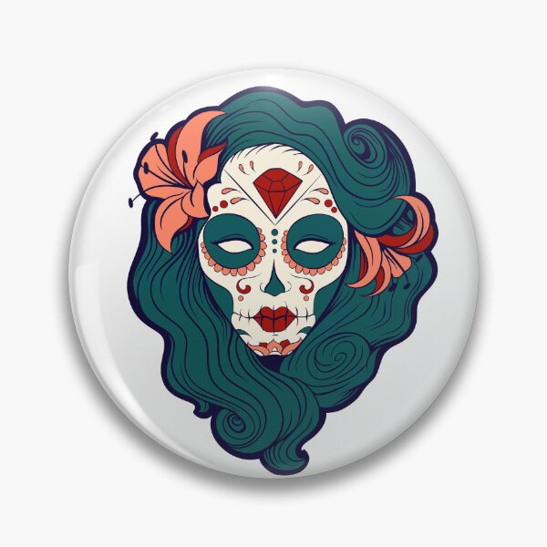 Item preview, Colorful  SCARY SKULL lafy day of the dead   STICKER designed and sold by GhostAmine.