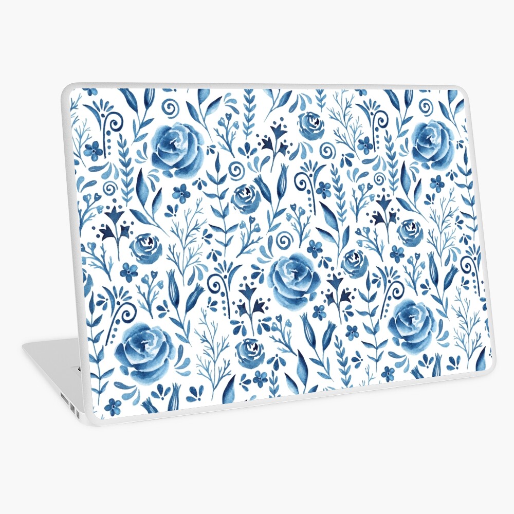 Blue flowers pattern Laptop Skin