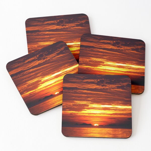 Item preview, WATERSCAPES #23 - Intense Burnt Orange Sunset with Layered Clouds designed and sold by DEL-Productions.