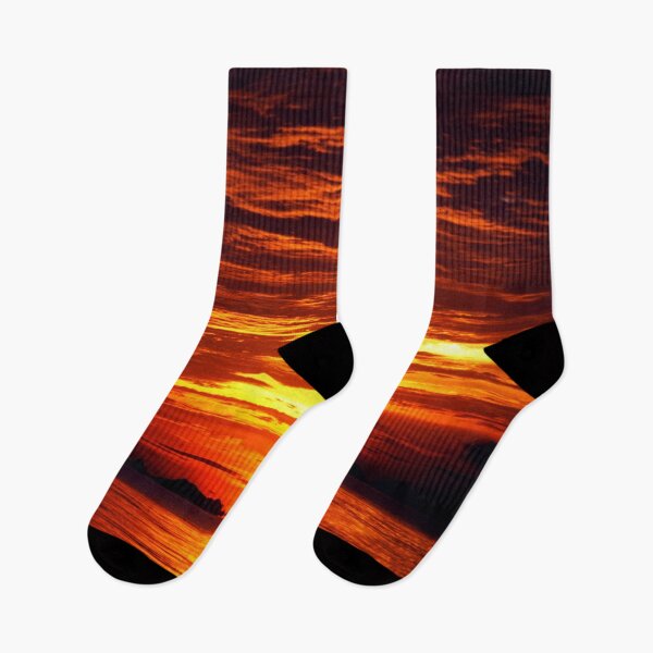 Item preview, WATERSCAPES #23 - Intense Burnt Orange Sunset with Layered Clouds designed and sold by DEL-Productions.