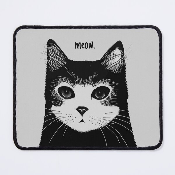 Item preview, Meow || Grayscale Cat Portrait || Cute Vector Art Cat designed and sold by MadSwellDesigns.