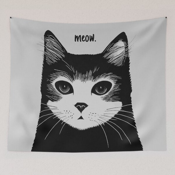 Item preview, Meow || Grayscale Cat Portrait || Cute Vector Art Cat  designed and sold by MadSwellDesigns.