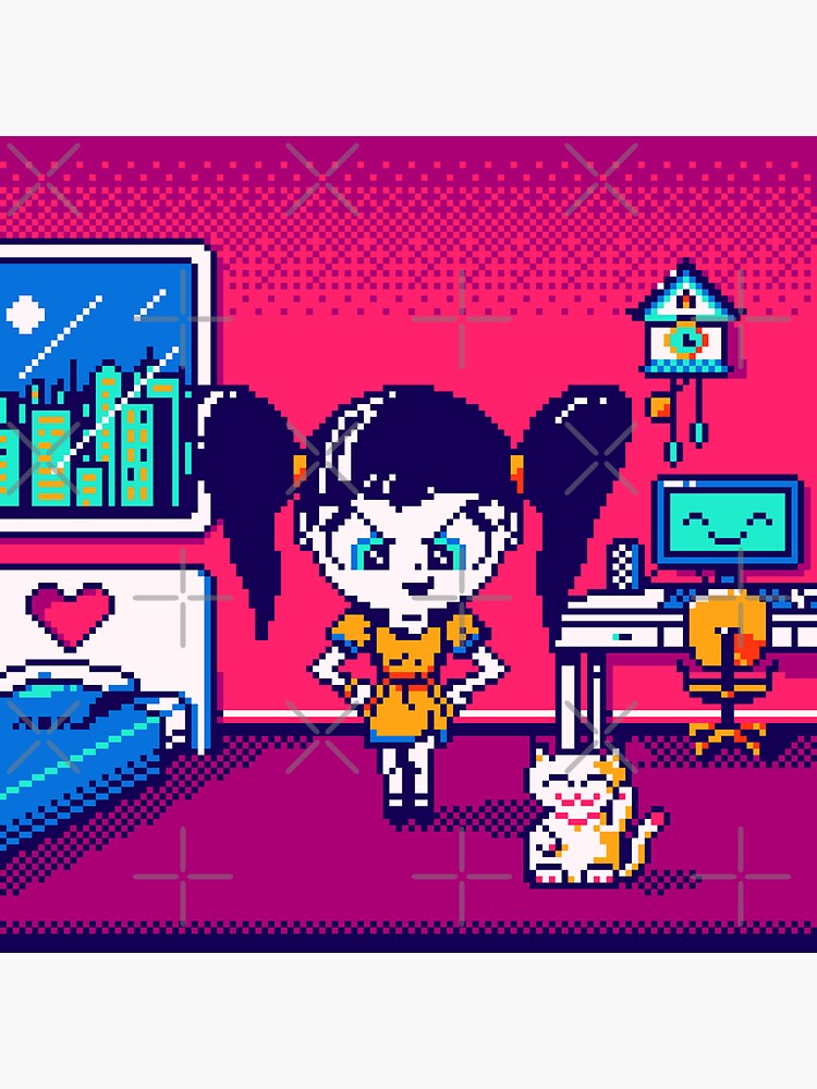 Thumbnail 3 of 3, Sticker, Sakura 8-color Pixelart designed and sold by djspacegr.