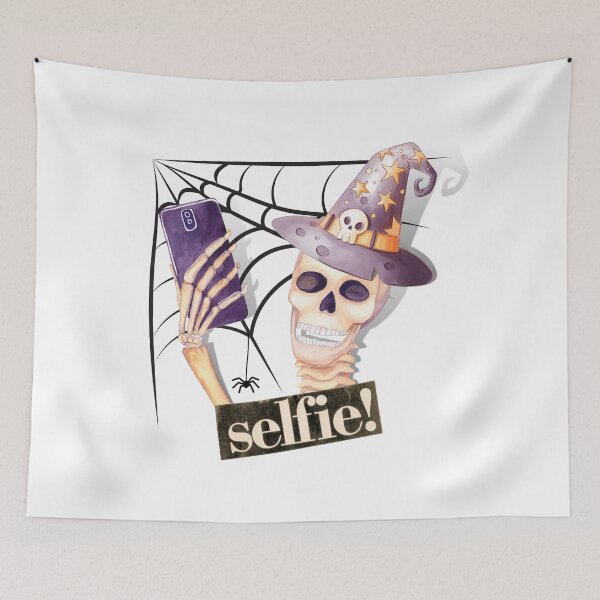Item preview, Selfie.. A Skeleton taking a selfie of its Halloween outfit designed and sold by Wonder & Whimsy.