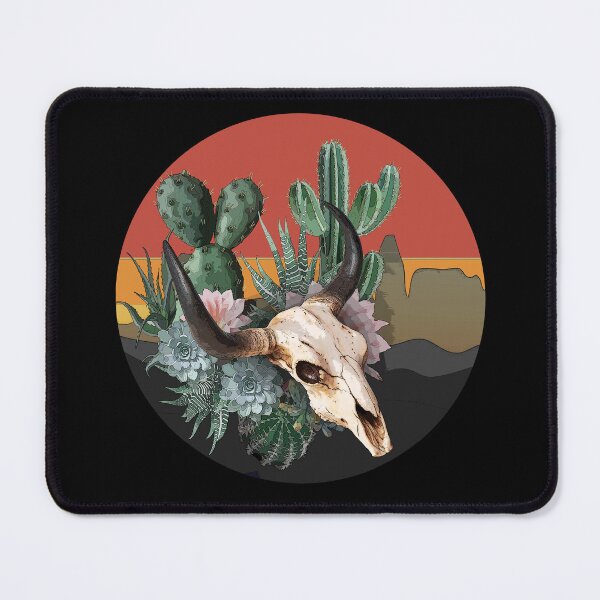 Item preview, Cow Skull and succulents plant, sunset desert catus and flowers, cowgirl, rodeo designed and sold by Collagedream.