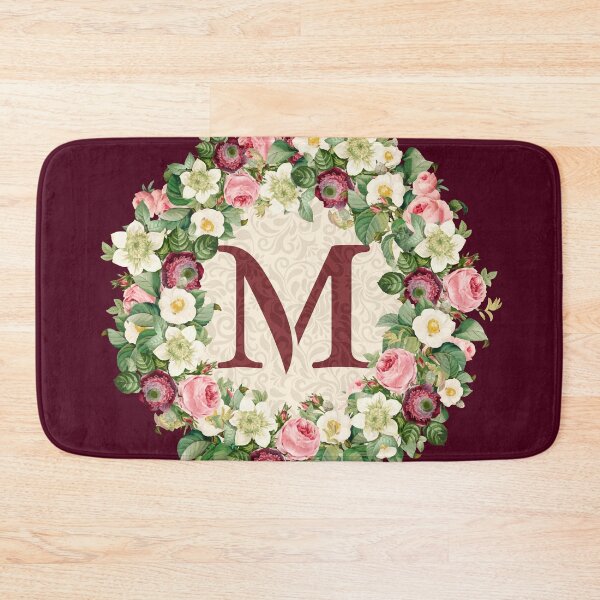 Item preview, Monogramed Initial Letter M Roses Peonies Flower Pattern designed and sold by MintaApparel.