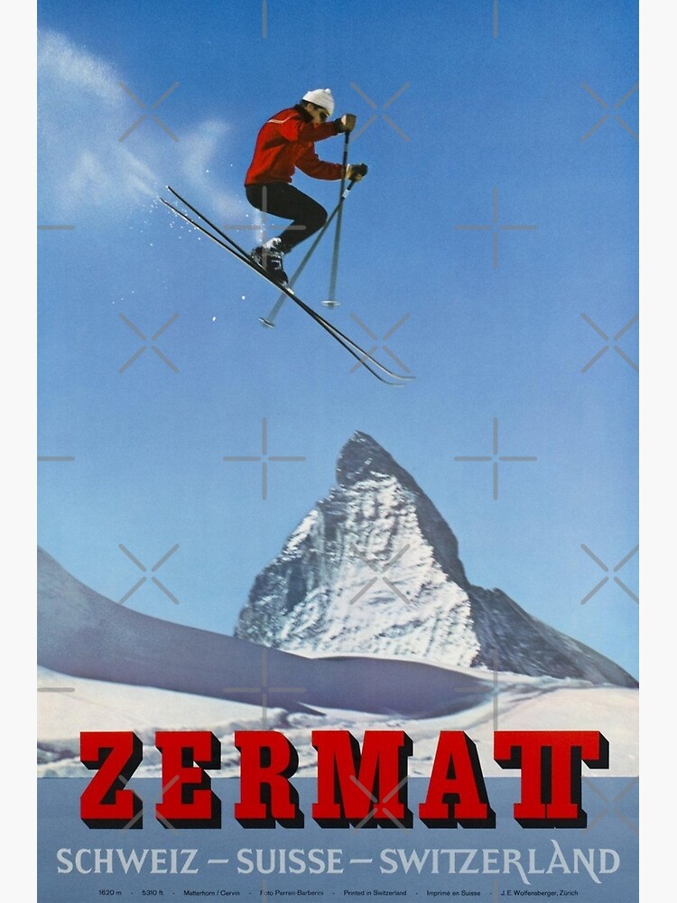 Discover Zermatt Switzerland Vintage Travel Poster | Swiss Tourism Art  | Switzerland Vintage Art Deco Posters For Room Canvas