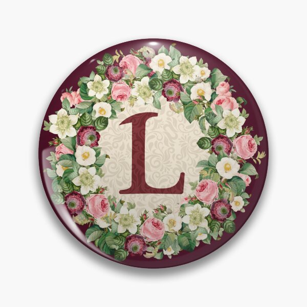 Item preview, Monogramed Initial Letter L Roses Peonies Flower Pattern designed and sold by MintaApparel.
