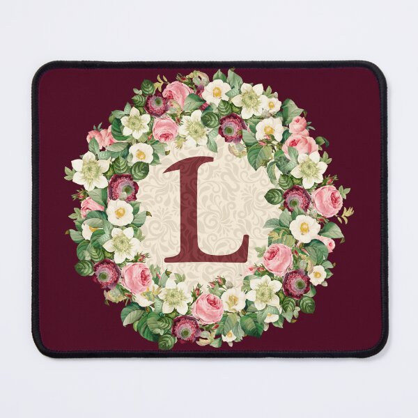 Item preview, Monogramed Initial Letter L Roses Peonies Flower Pattern designed and sold by MintaApparel.