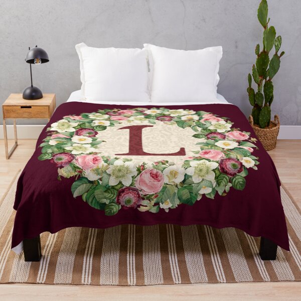 Item preview, Monogramed Initial Letter L Roses Peonies Flower Pattern designed and sold by MintaApparel.