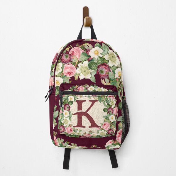 Item preview, Monogramed Initial Letter K Roses Peonies Flower Pattern designed and sold by MintaApparel.