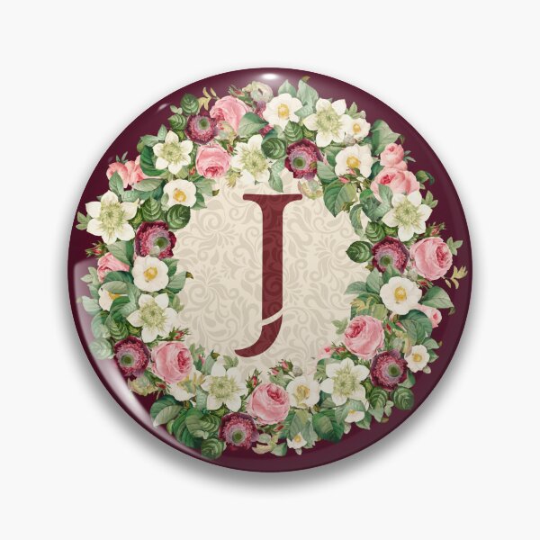Item preview, Monogramed Initial Letter J Roses Peonies Flower Pattern designed and sold by MintaApparel.