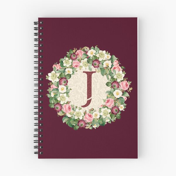 Item preview, Monogramed Initial Letter J Roses Peonies Flower Pattern designed and sold by MintaApparel.