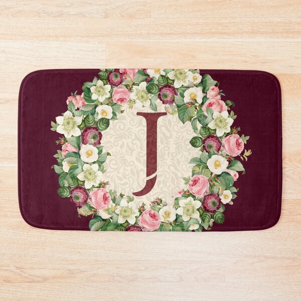 Item preview, Monogramed Initial Letter J Roses Peonies Flower Pattern designed and sold by MintaApparel.
