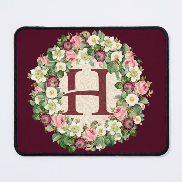 Item preview, Monogramed Initial Letter H Roses Peonies Flower Pattern designed and sold by MintaApparel.
