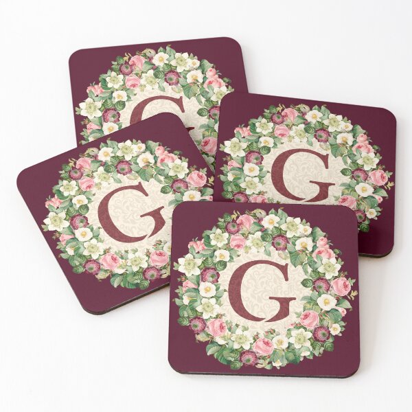 Item preview, Monogramed Initial Letter G Roses Peonies Flower Pattern designed and sold by MintaApparel.