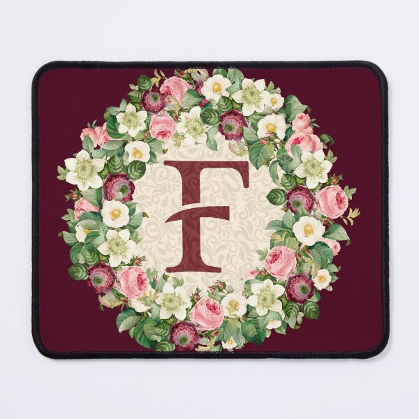 Item preview, Monogramed Initial Letter F Roses Peonies Flower Pattern designed and sold by MintaApparel.