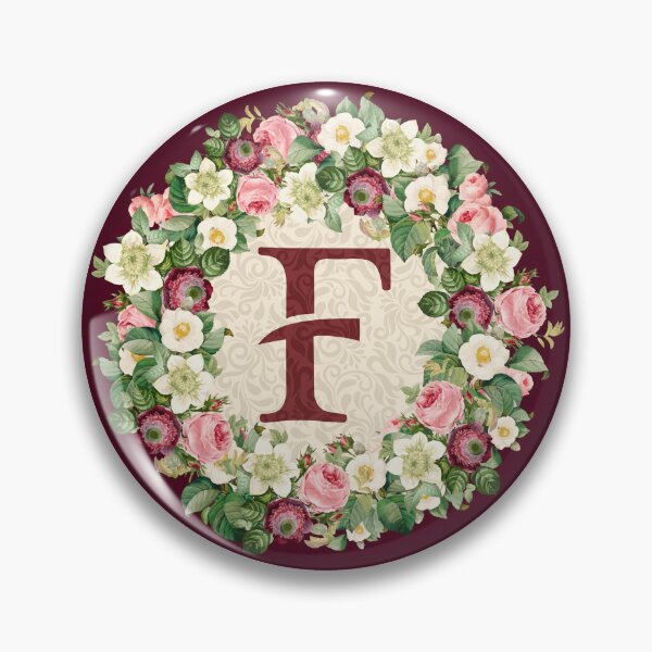 Item preview, Monogramed Initial Letter F Roses Peonies Flower Pattern designed and sold by MintaApparel.