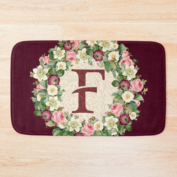 Item preview, Monogramed Initial Letter F Roses Peonies Flower Pattern designed and sold by MintaApparel.