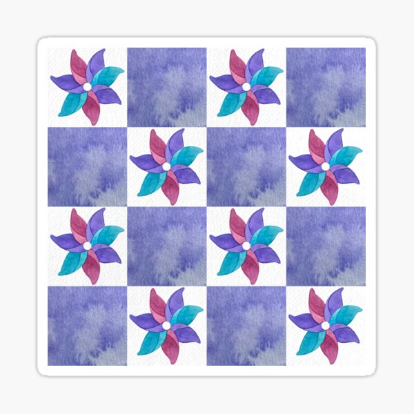 Checkered pinwheel pattern very peri Sticker