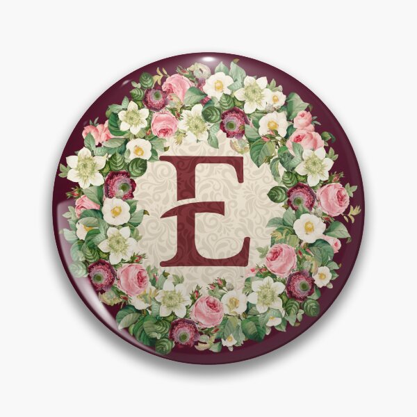 Item preview, Monogramed Initial Letter E Roses Peonies Flower Pattern designed and sold by MintaApparel.