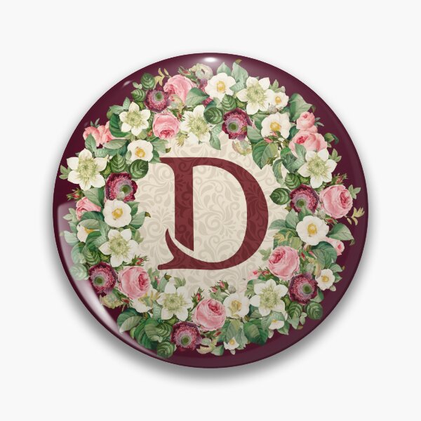 Item preview, Monogramed Initial Letter D Roses Peonies Flower Pattern designed and sold by MintaApparel.
