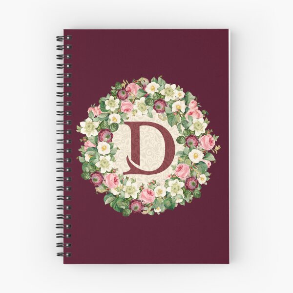 Item preview, Monogramed Initial Letter D Roses Peonies Flower Pattern designed and sold by MintaApparel.